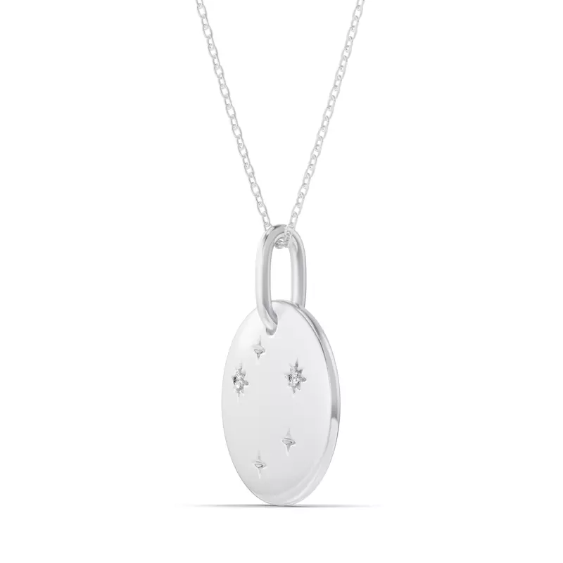 18K White Gold Libra Constellation Medallion Pendant