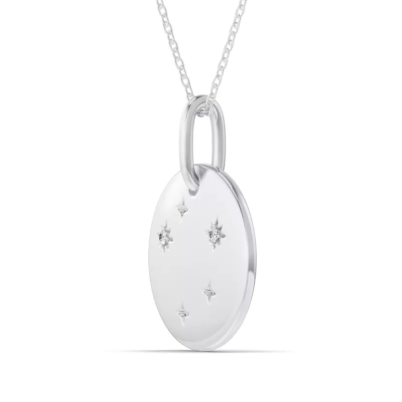18K White Gold Libra Constellation Medallion Pendant