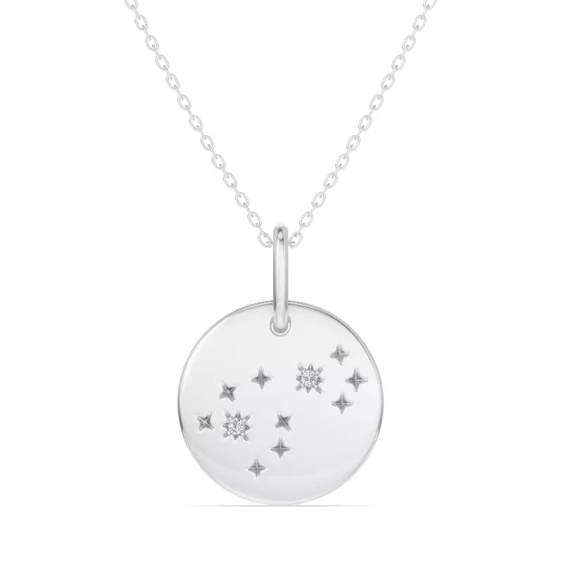 14K White Gold Scorpio Constellation Medallion Pendant
