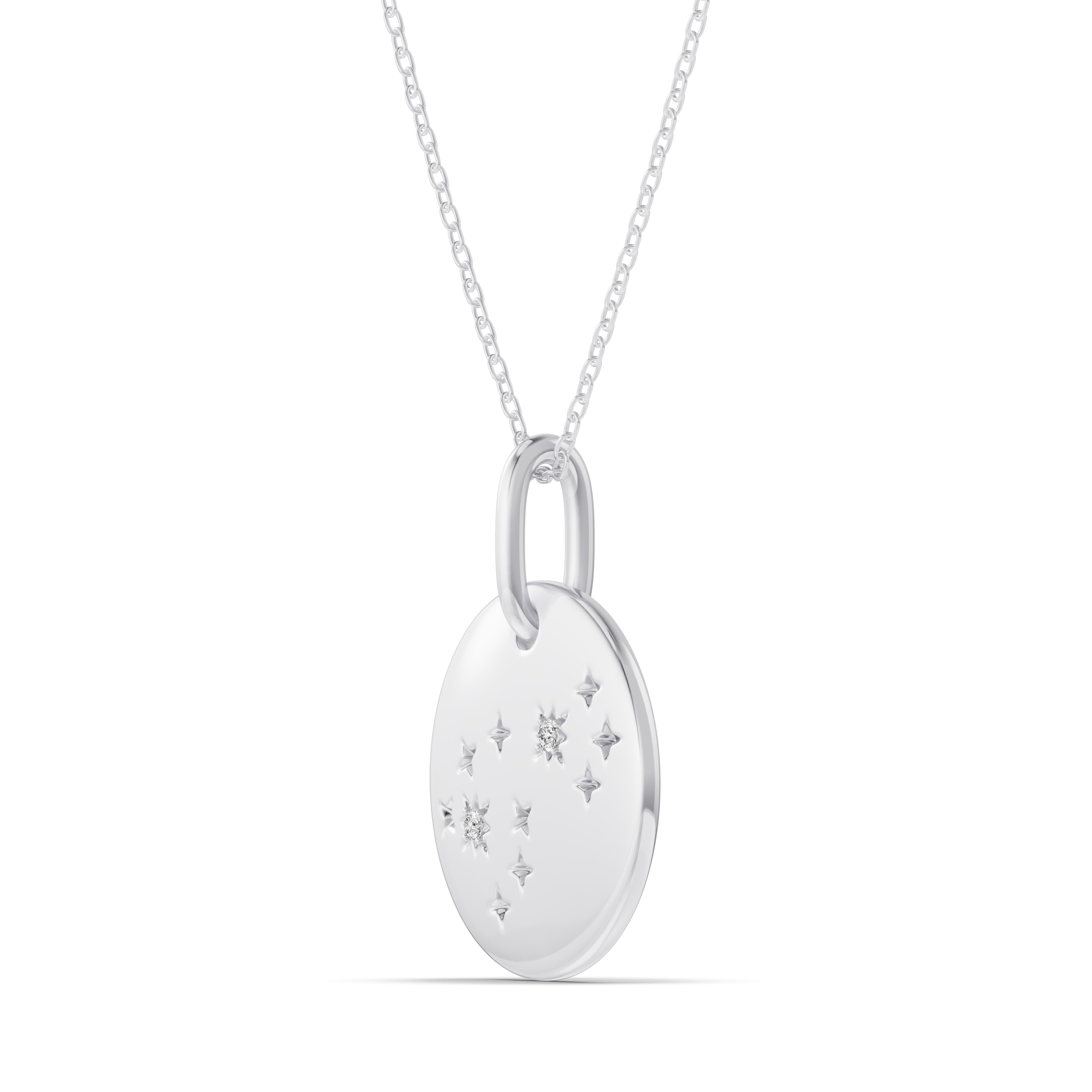 14K White Gold Scorpio Constellation Medallion Pendant