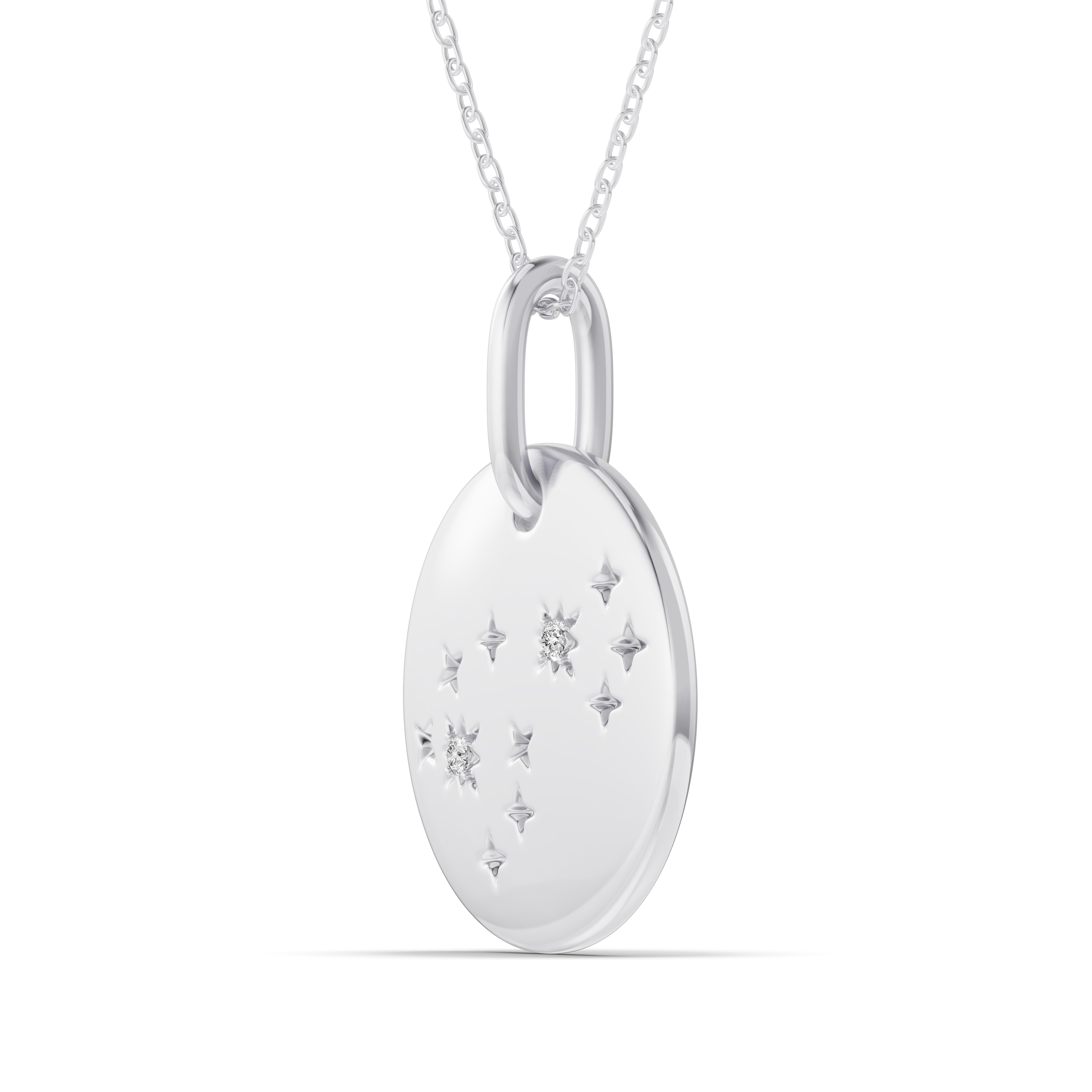 14K White Gold Scorpio Constellation Medallion Pendant
