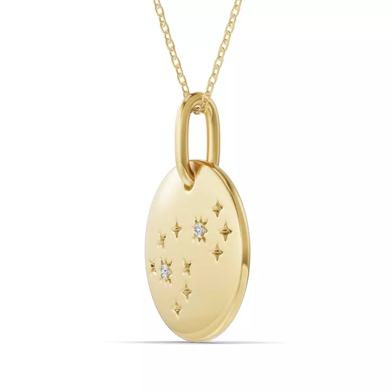 14K Yellow Gold Scorpio Zodiac Constellation Medallion Necklace