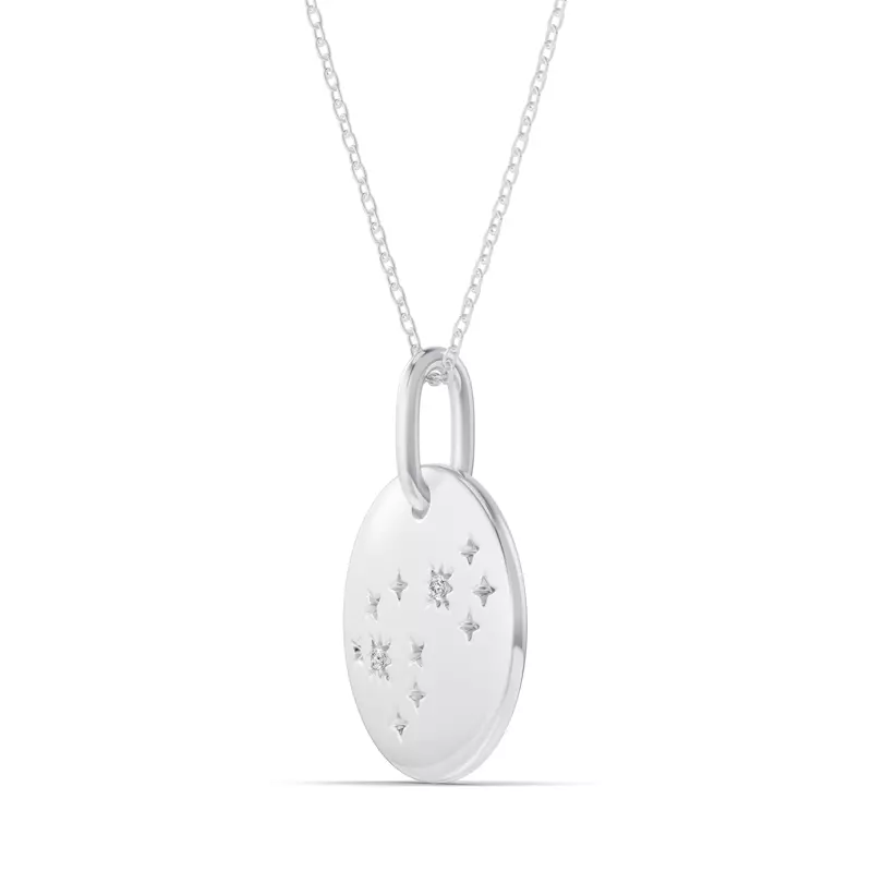 Platinum Scorpio Zodiac Constellation Medallion Necklace