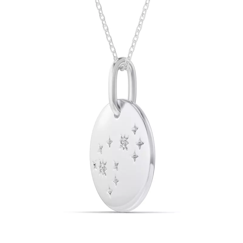 Platinum Scorpio Zodiac Constellation Medallion Necklace