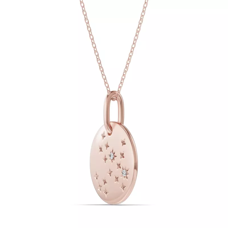 14K Rose Gold Sagittarius Zodiac Constellation Medallion Necklace
