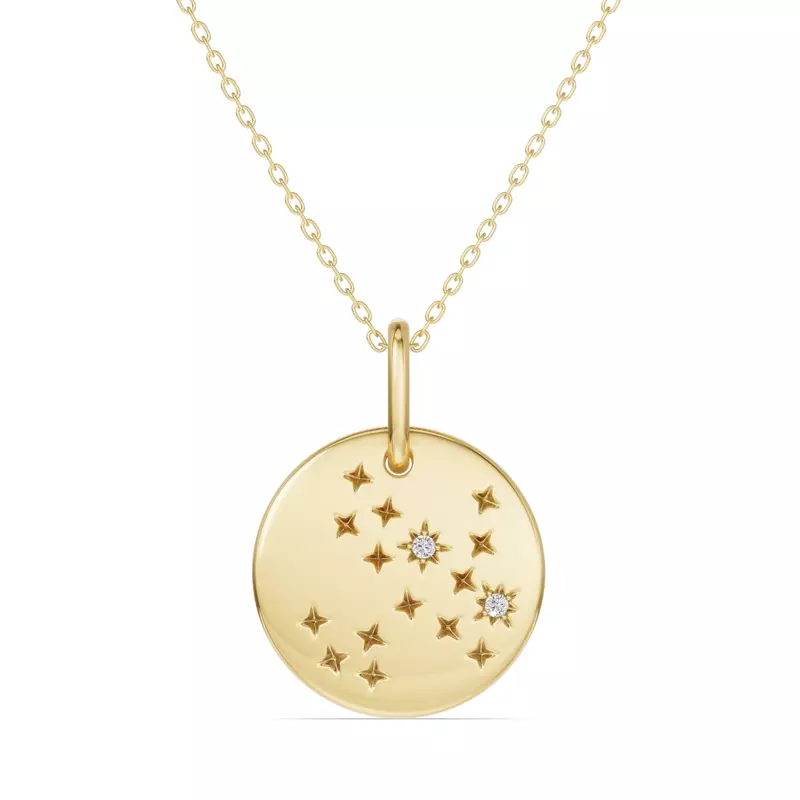 18K Yellow Gold Sagittarius Constellation Medallion Pendant