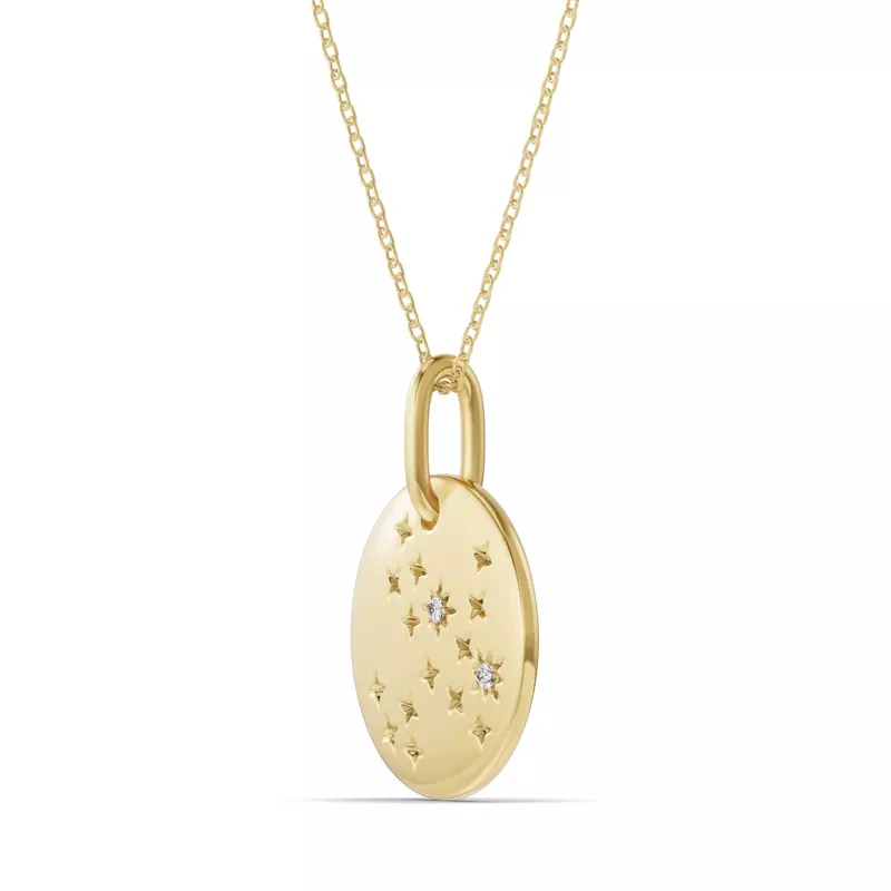 18K Yellow Gold Sagittarius Constellation Medallion Pendant