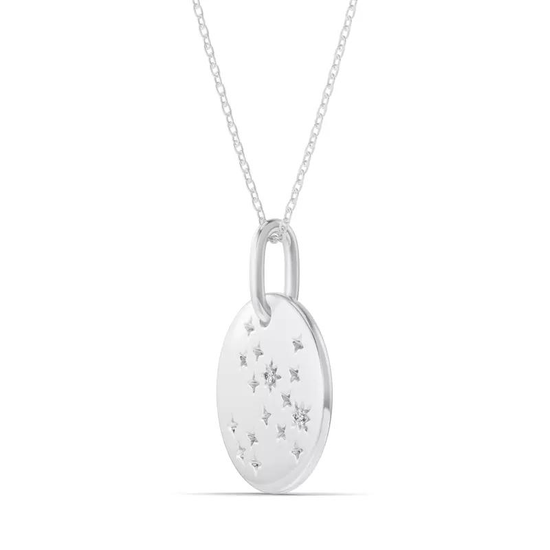 Platinum Sagittarius Zodiac Constellation Medallion Necklace