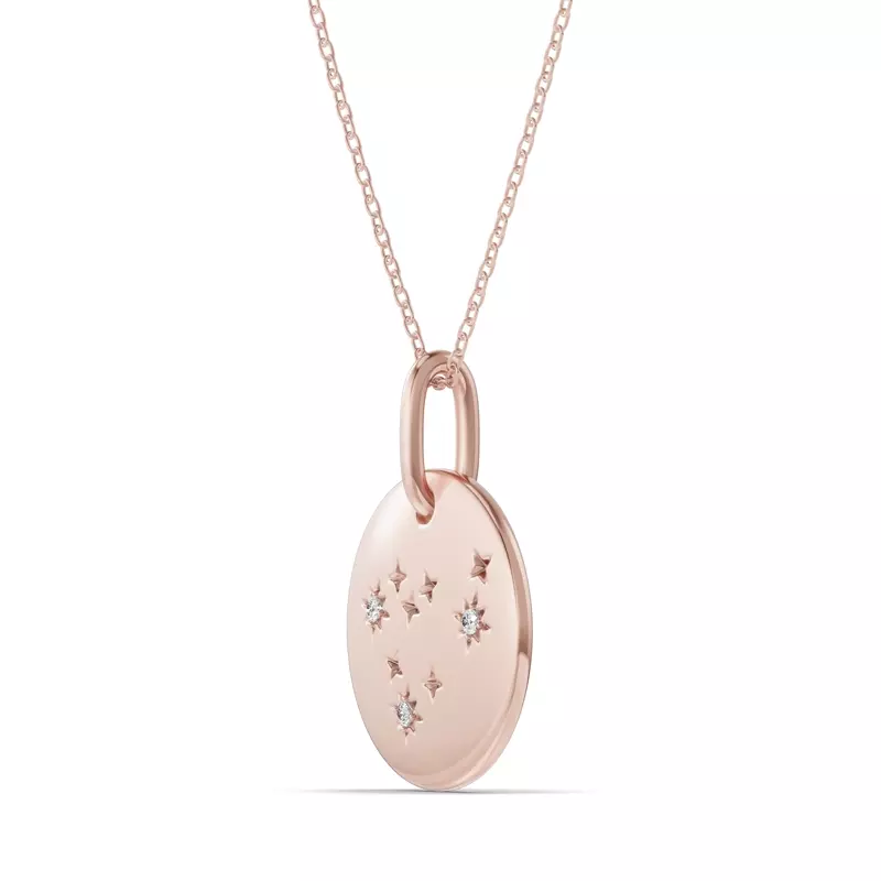 14K Rose Gold Capricorn Zodiac Constellation Medallion Necklace