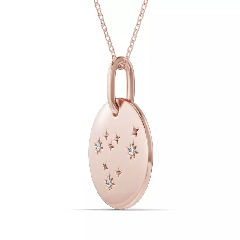 14K Rose Gold Capricorn Zodiac Constellation Medallion Necklace