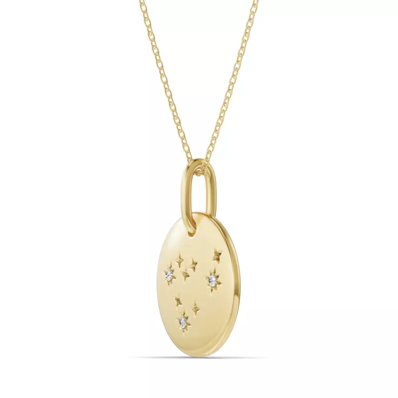 14K Yellow Gold Capricorn Zodiac Constellation Medallion Necklace