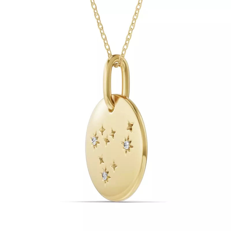 14K Yellow Gold Capricorn Zodiac Constellation Medallion Necklace