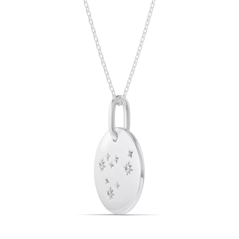Platinum Capricorn Constellation Medallion Pendant