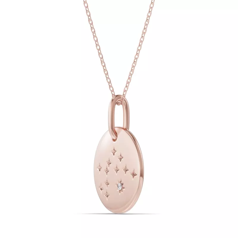 14K Rose Gold Aquarius Zodiac Constellation Medallion Necklace