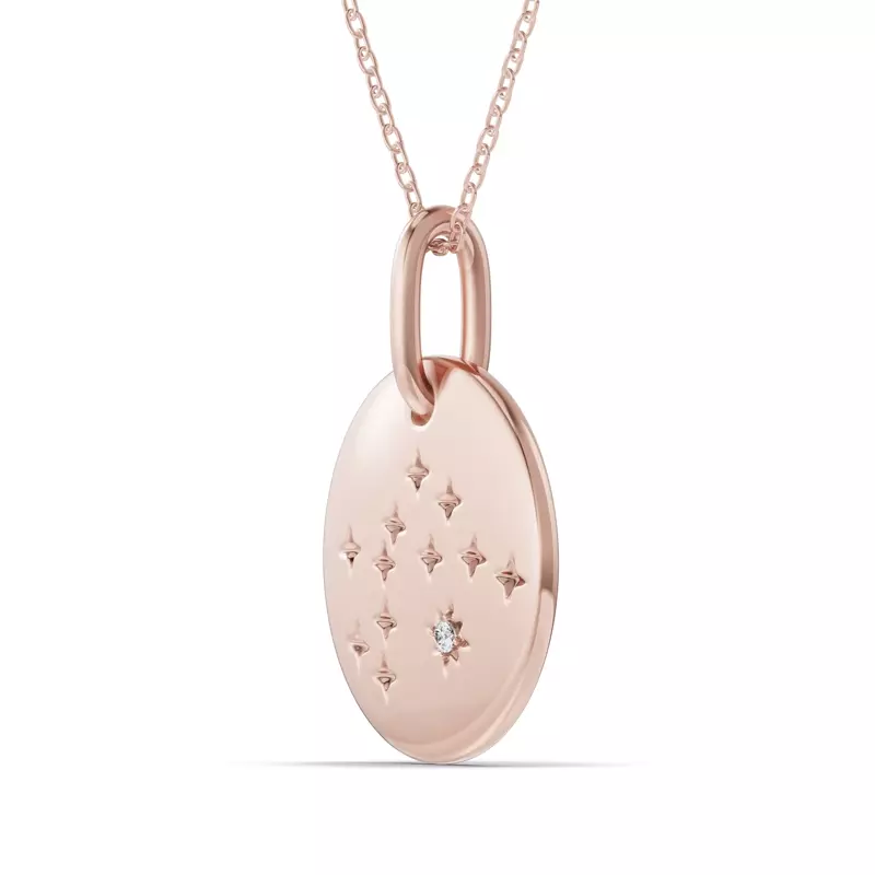 14K Rose Gold Aquarius Zodiac Constellation Medallion Necklace