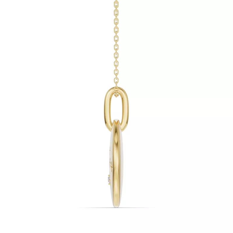 18K Yellow Gold Aquarius Zodiac Constellation Medallion Necklace
