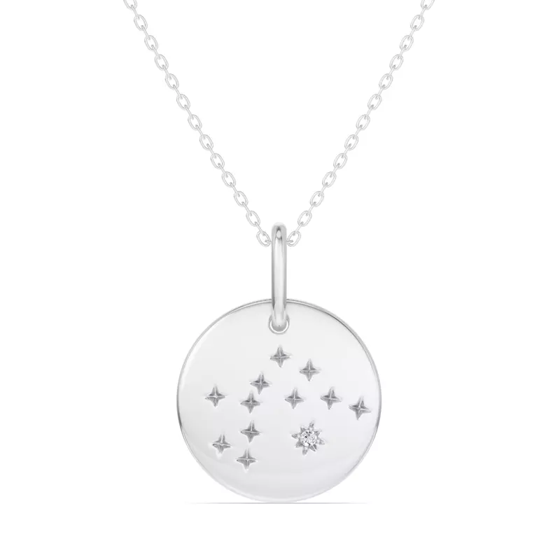 Platinum Aquarius Constellation Medallion Pendant