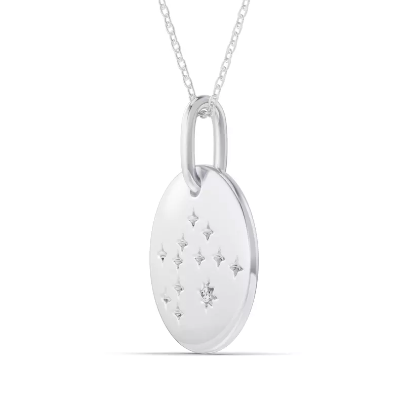 Platinum Aquarius Constellation Medallion Pendant