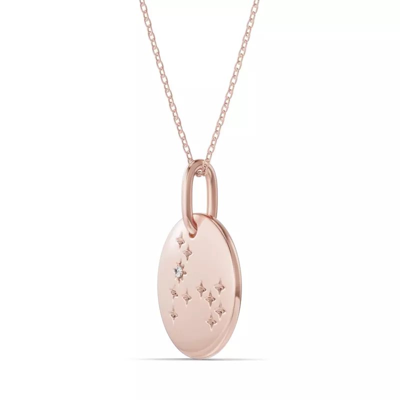 14K Rose Gold Pisces Zodiac Constellation Medallion Necklace