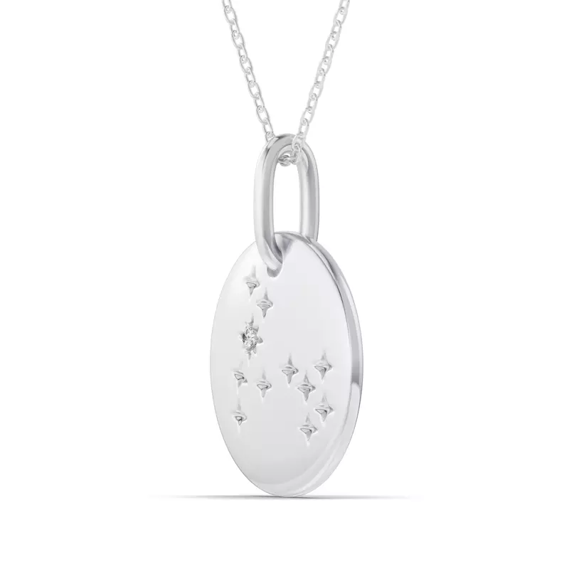 14K White Gold Pisces Zodiac Constellation Medallion Necklace
