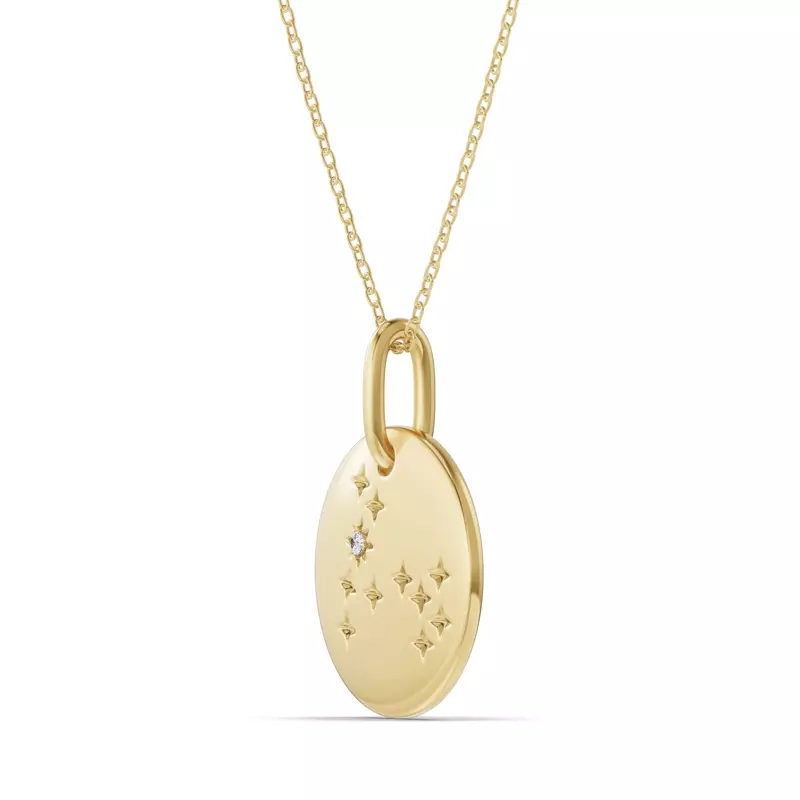 14K Yellow Gold Pisces Zodiac Constellation Medallion Pendant
