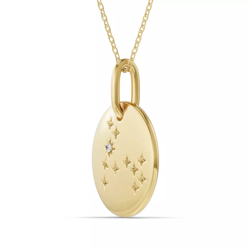 14K Yellow Gold Pisces Zodiac Constellation Medallion Pendant