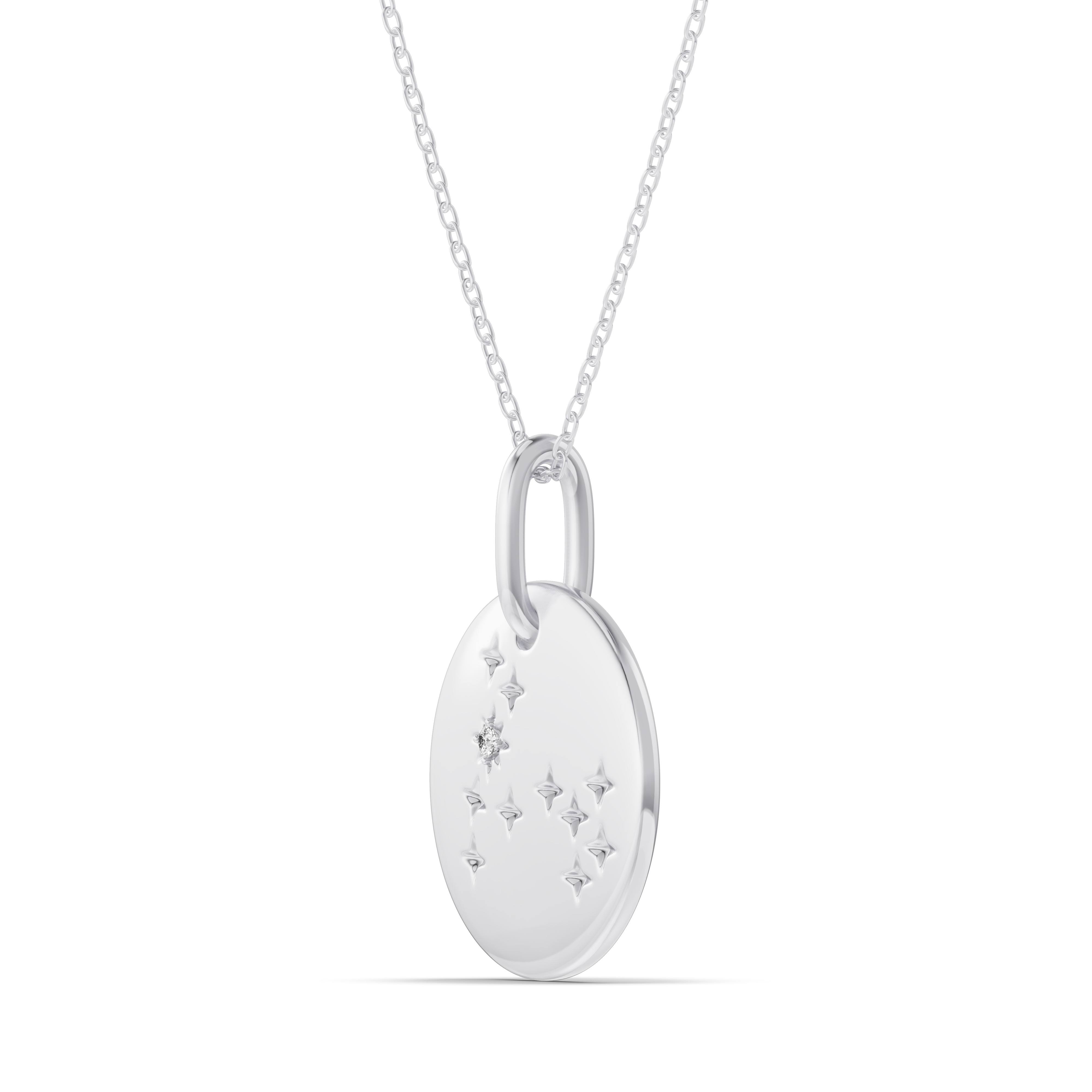 Platinum Pisces Constellation Medallion Pendant