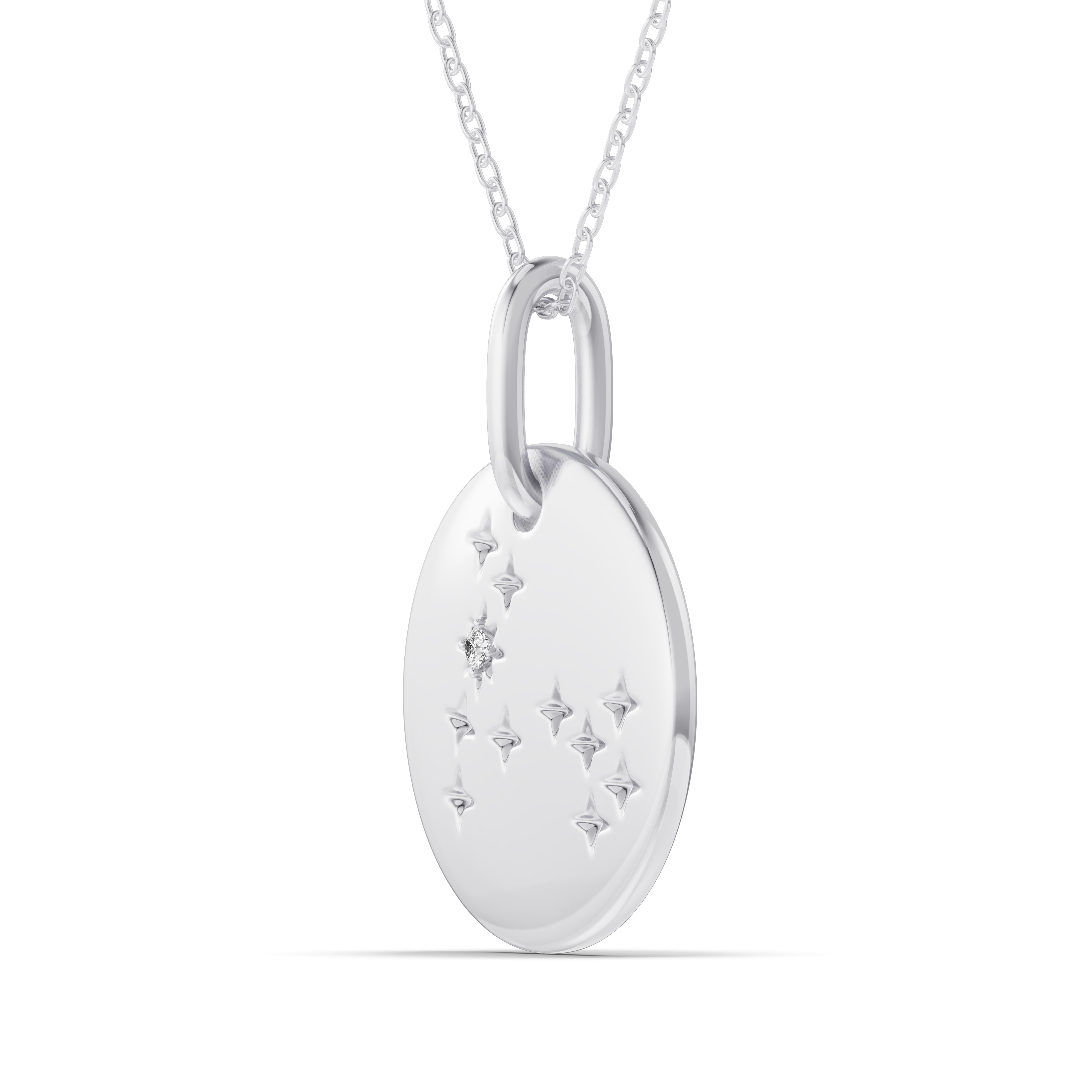Platinum Pisces Constellation Medallion Pendant