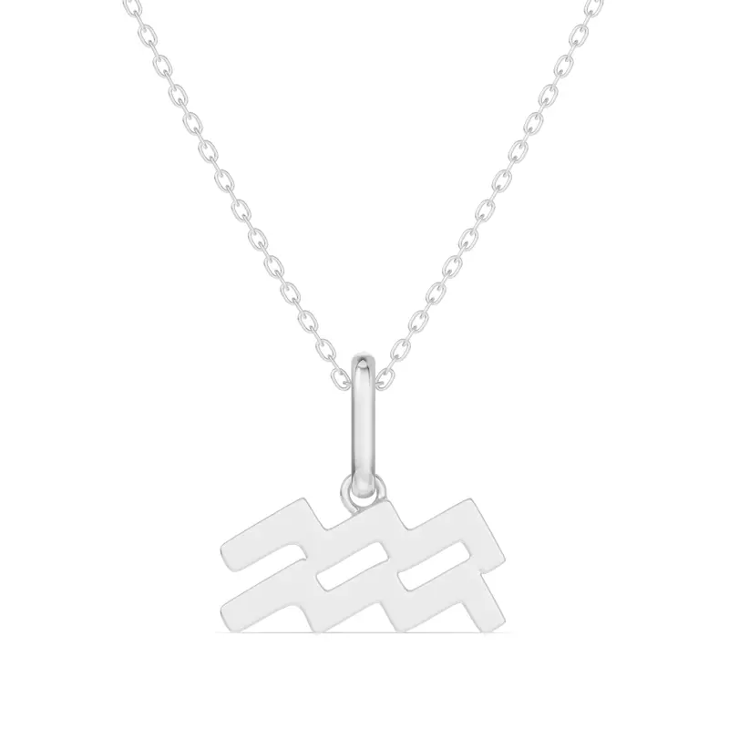 14K White Gold Aquarius Glyph Pendant