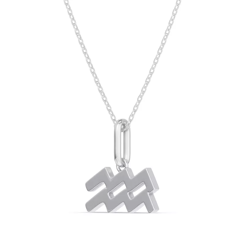 14K White Gold Aquarius Glyph Pendant