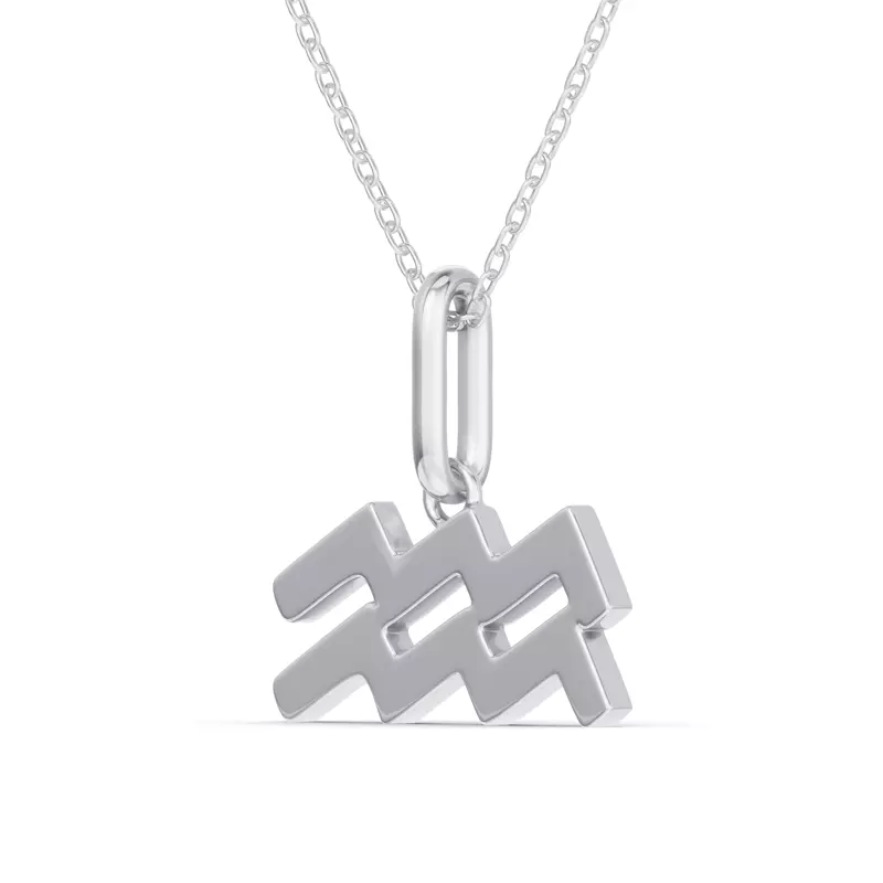 14K White Gold Aquarius Glyph Pendant