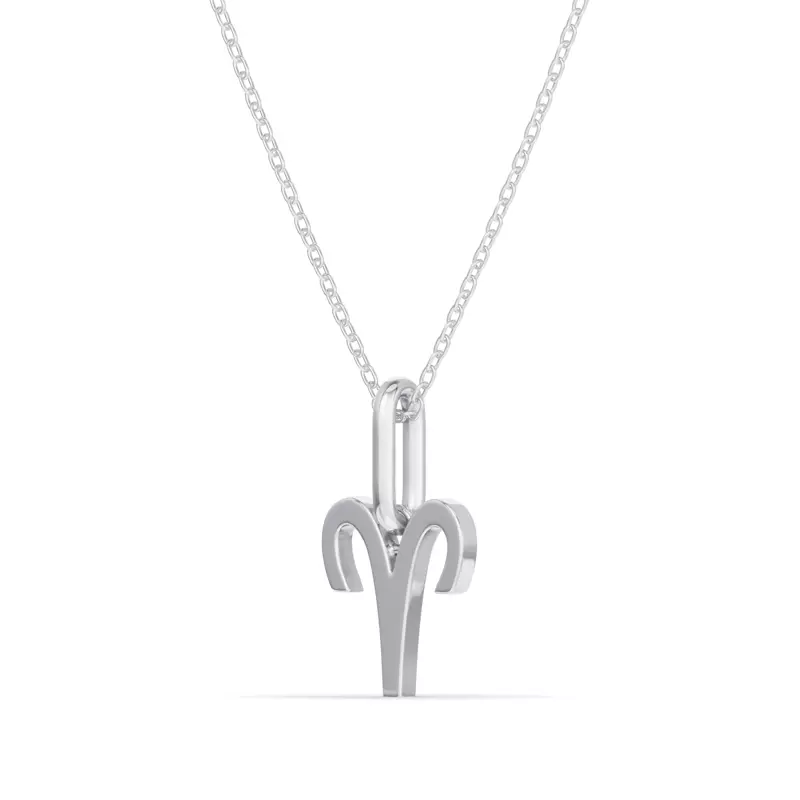 14K White Gold Aries Zodiac Glyph Necklace