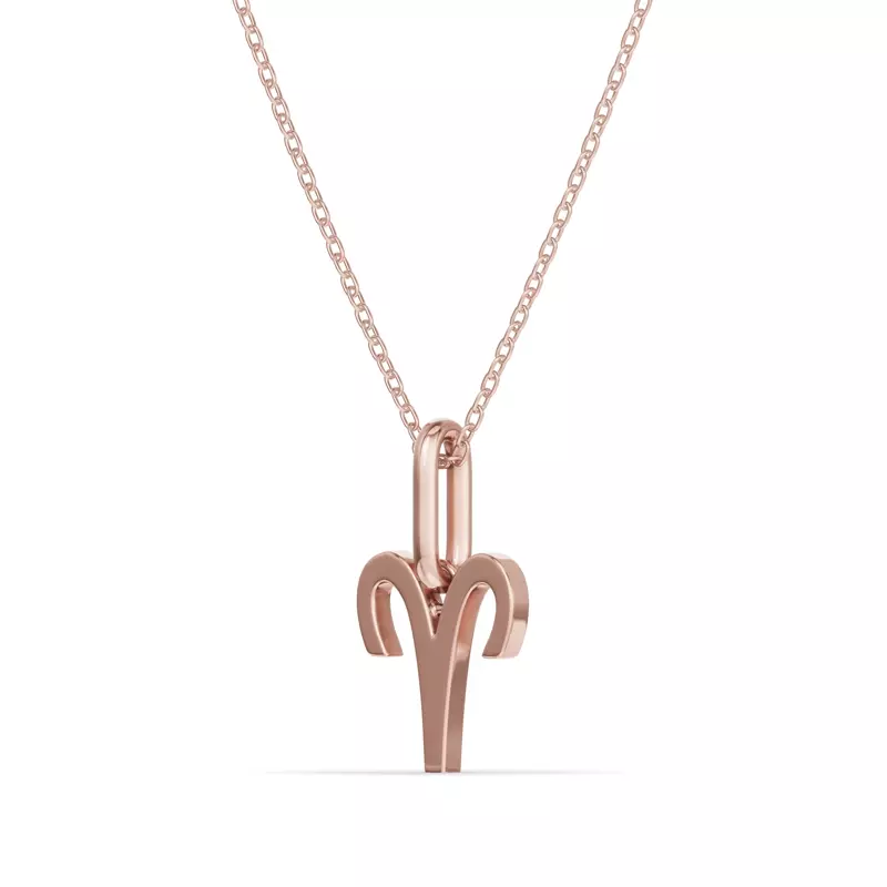 18K Rose Gold Aries Zodiac Glyph Necklace