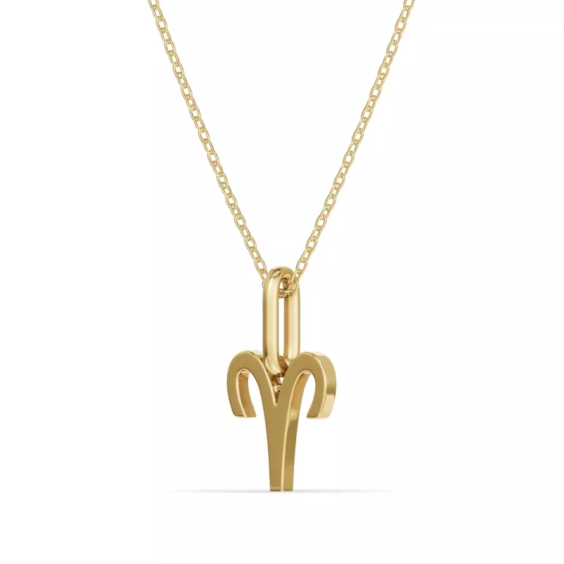 18K Yellow Gold Aries Zodiac Glyph Necklace