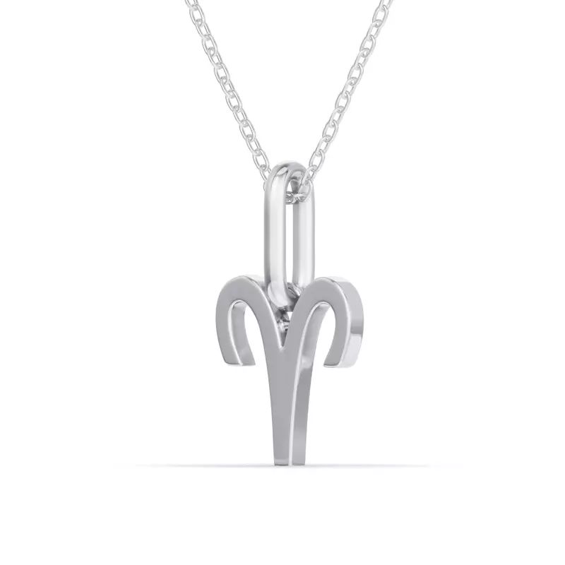 Platinum Aries Zodiac Glyph Necklace