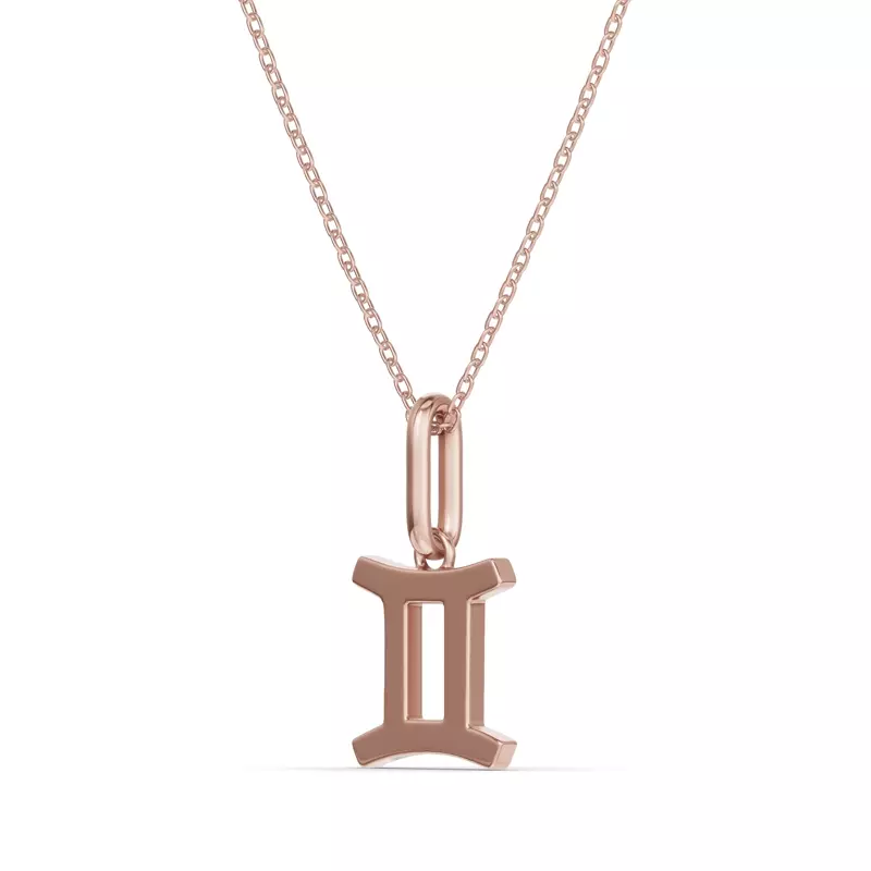 14K Rose Gold Gemini Zodiac Glyph Necklace
