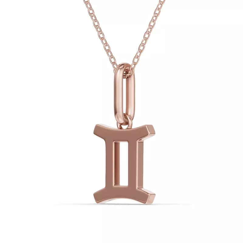 14K Rose Gold Gemini Zodiac Glyph Necklace