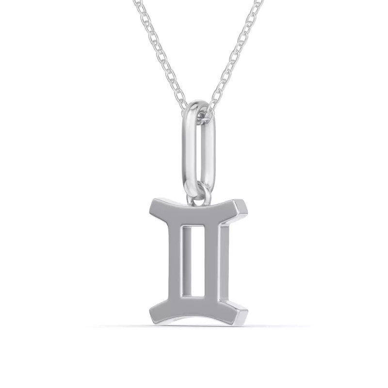 14K White Gold Gemini Zodiac Glyph Necklace