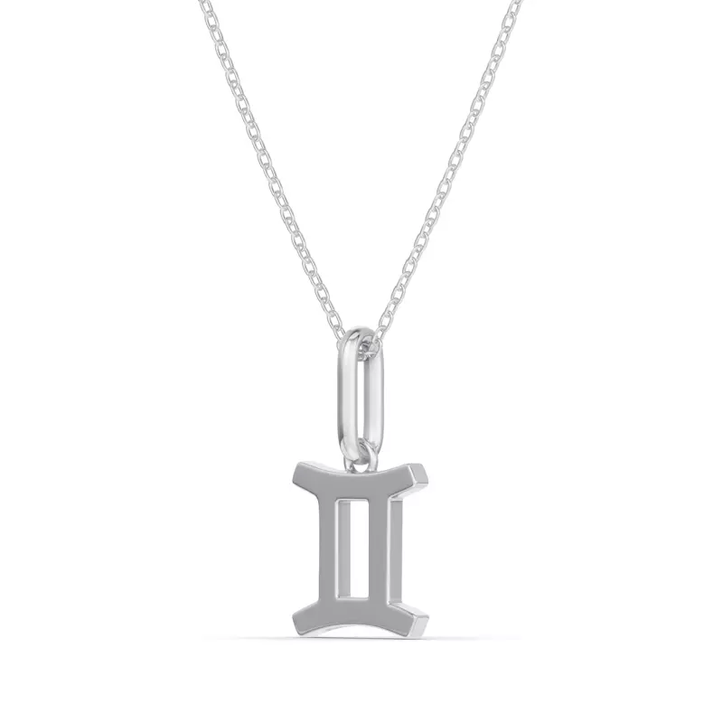 18K White Gold Gemini Zodiac Glyph Pendant