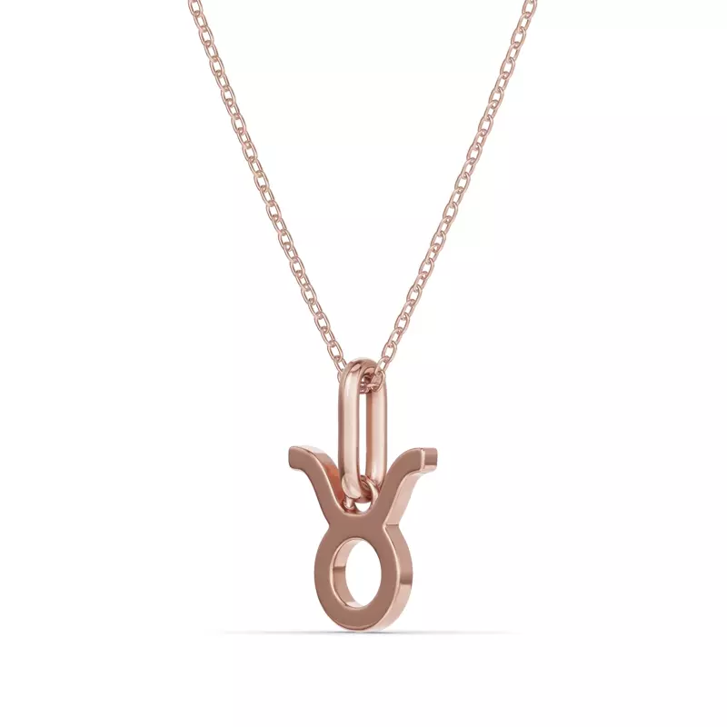14K Rose Gold Taurus Zodiac Glyph Necklace