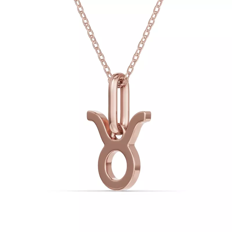 14K Rose Gold Taurus Zodiac Glyph Necklace