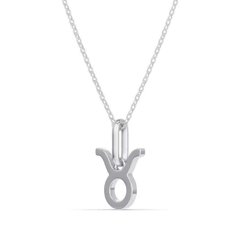 14K White Gold Taurus Zodiac Glyph Necklace