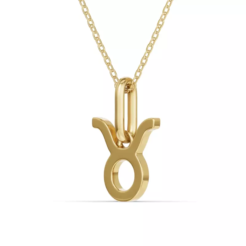 14K Yellow Gold Taurus Zodiac Glyph Necklace