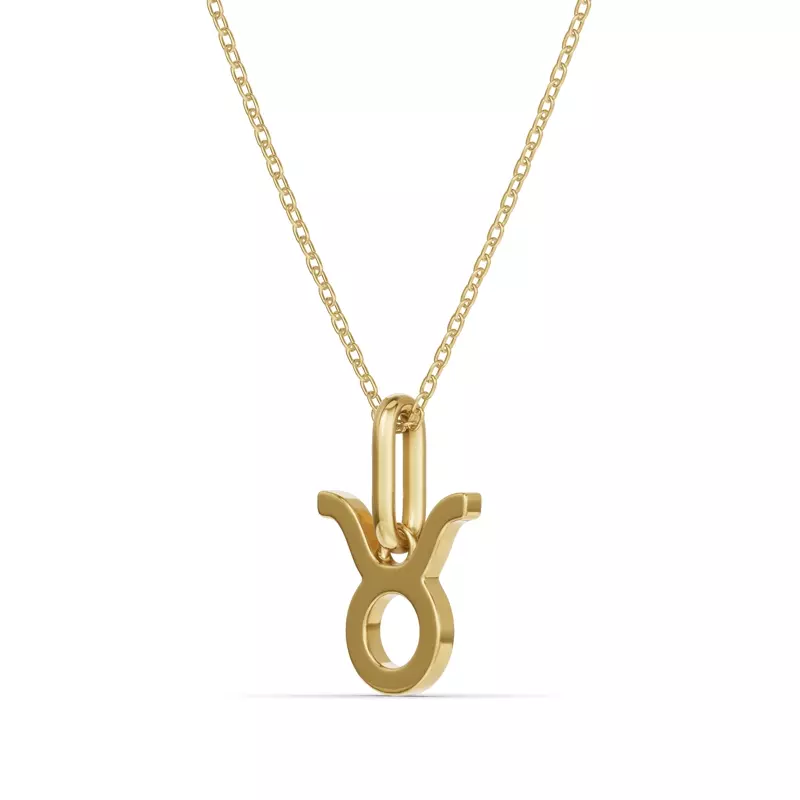18K Yellow Gold Taurus Zodiac Glyph Necklace
