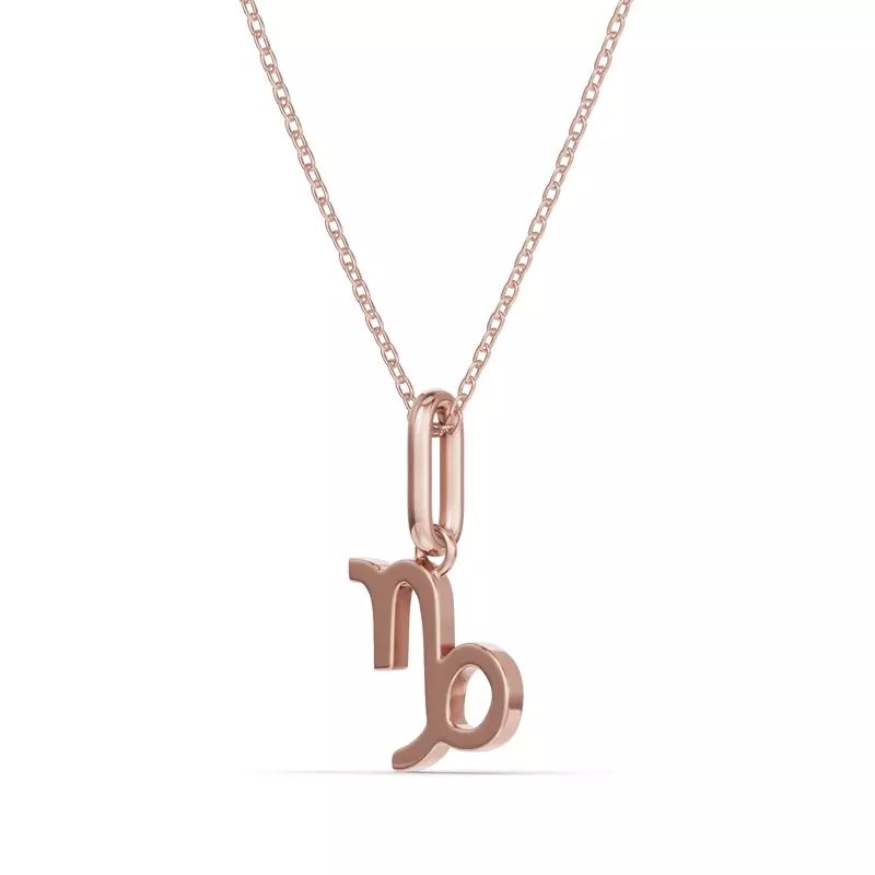 14K Rose Gold Capricorn Zodiac Glyph Necklace