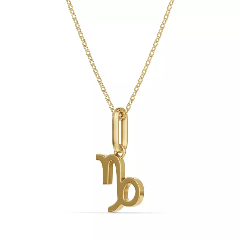 14K Yellow Gold Capricorn Zodiac Glyph Necklace