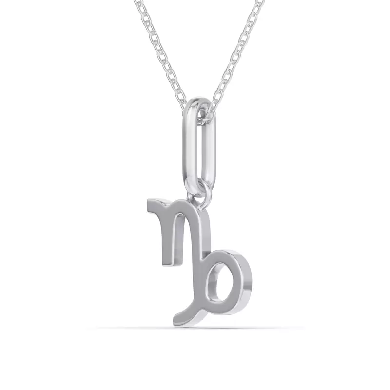Platinum Capricorn Glyph Pendant
