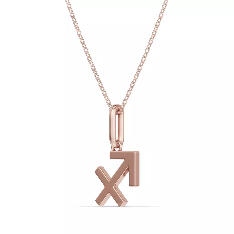 14K Rose Gold Sagittarius Zodiac Glyph Necklace