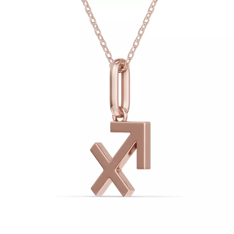14K Rose Gold Sagittarius Zodiac Glyph Necklace