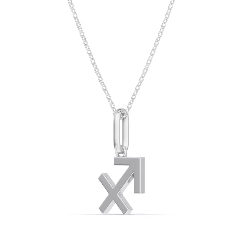 Platinum Sagittarius Zodiac Glyph Pendant